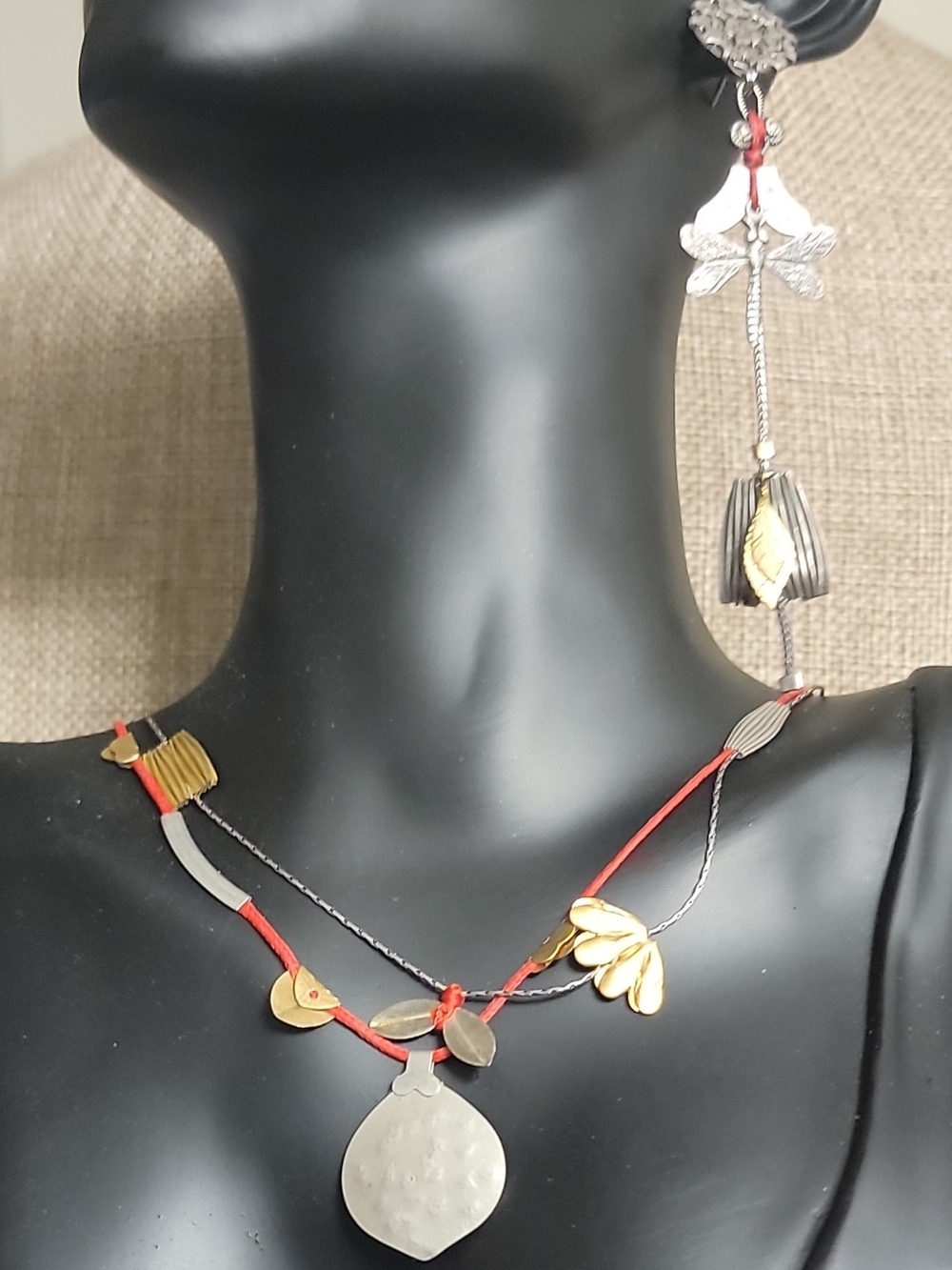Ayala Bar Mixed-Metal Pomegranate Pendant Necklace with Red Cord